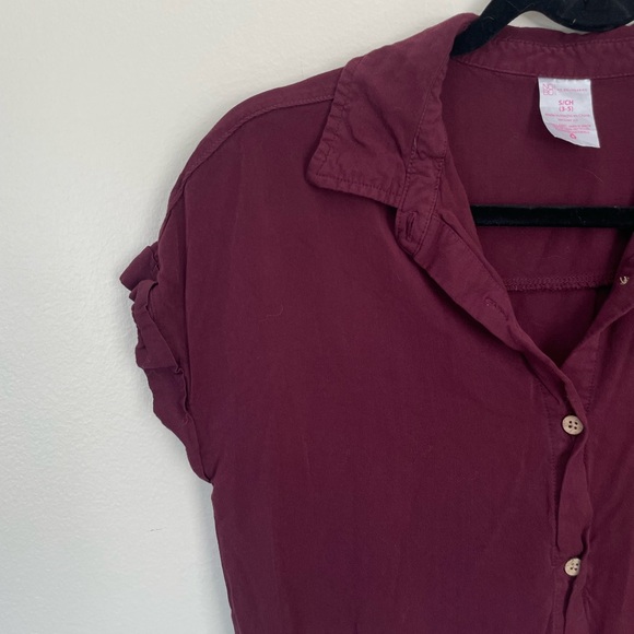 No Boundaries | Burgundy Buttoned Crop Top | Size Small - Picture 5 of 10